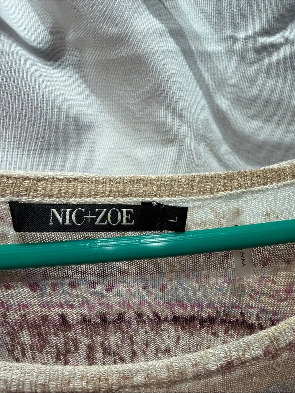 NIC+ZOE Lavender and Cream Knit Sweater